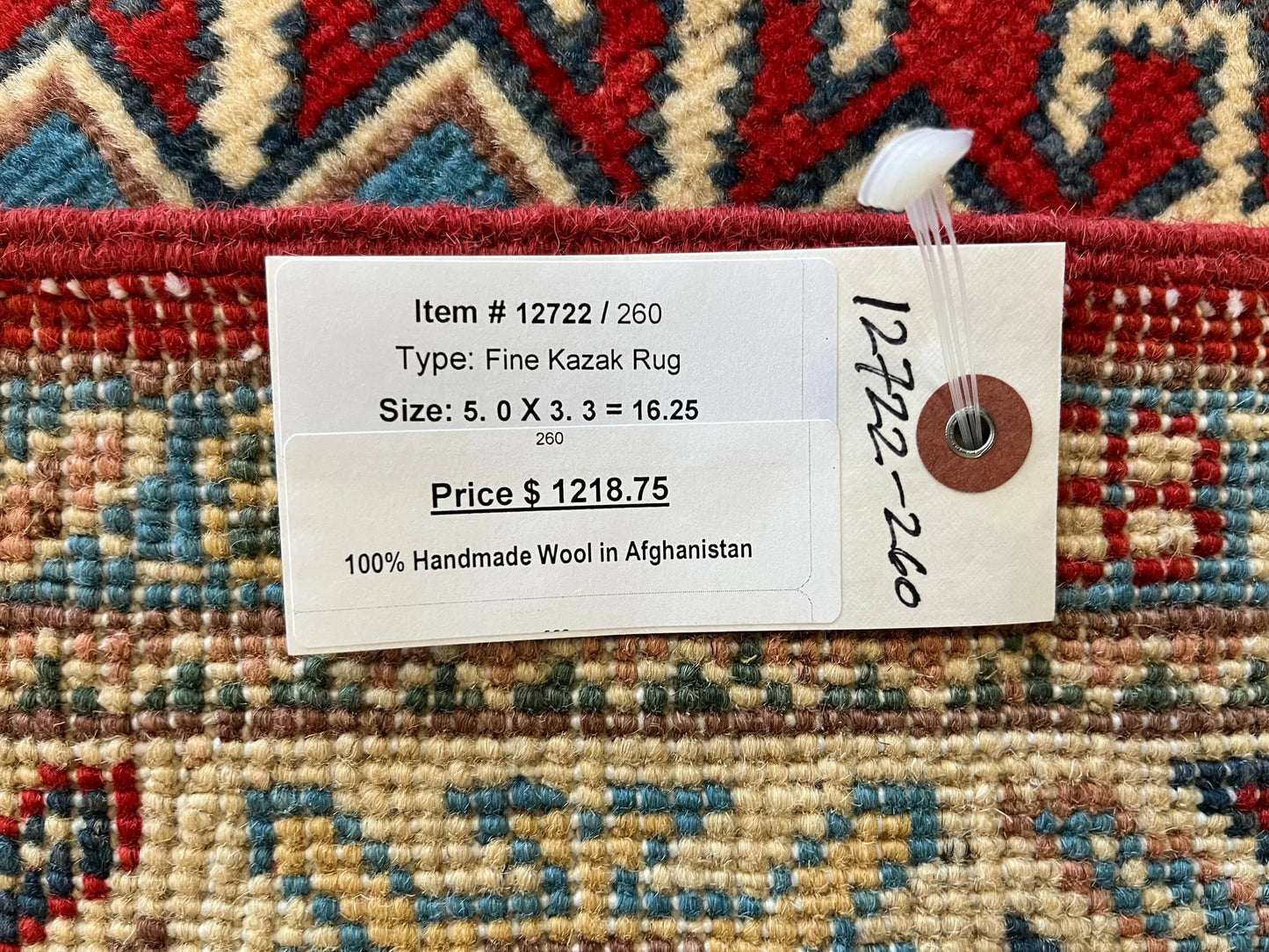 Kazak Red 3X5 Handmade Wool Rug # 12722