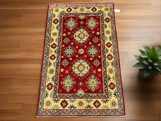 Kazak Red 3X5 Handmade Wool Rug # 12547