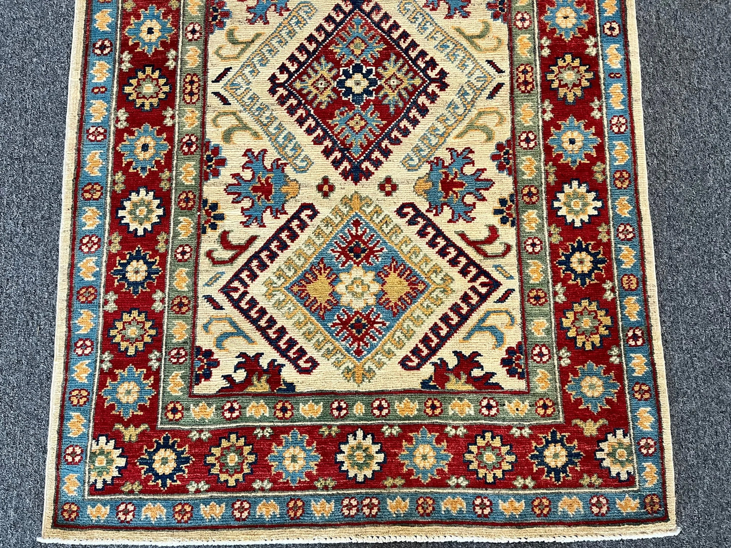 Kazak Beige 3X5Handmade Wool Rug # 12544