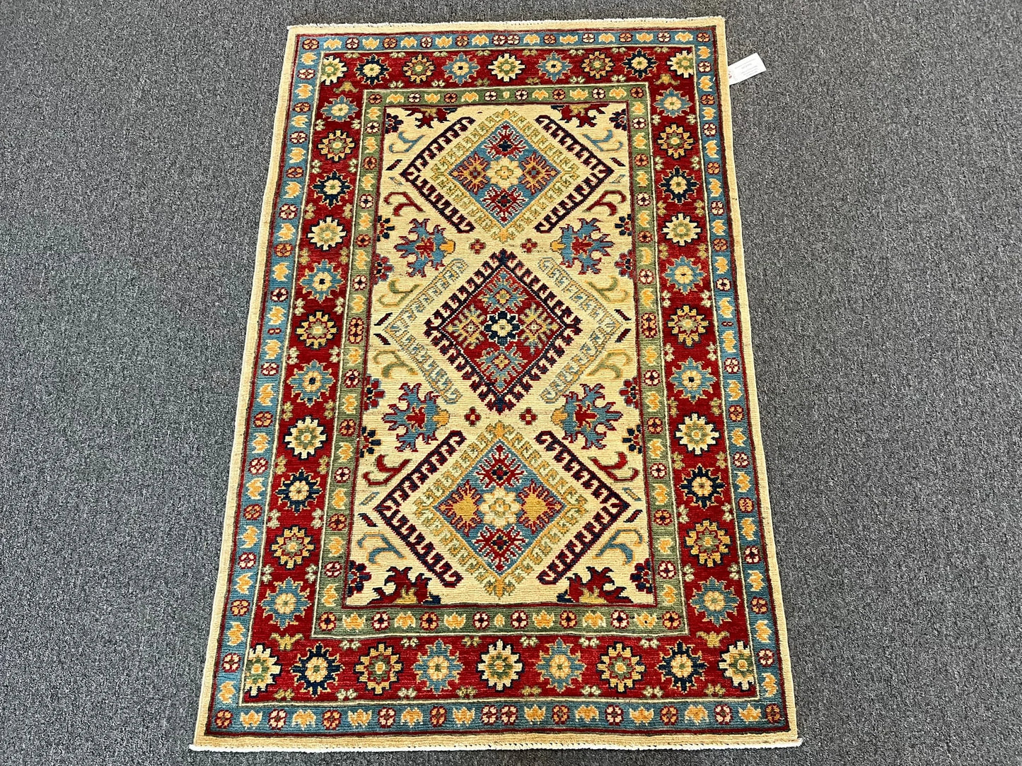 Kazak Beige 3X5Handmade Wool Rug # 12544