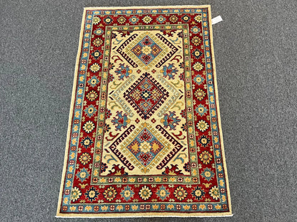 Kazak Beige 3X5Handmade Wool Rug # 12544