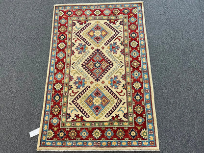 Kazak Beige 3X5Handmade Wool Rug # 12544