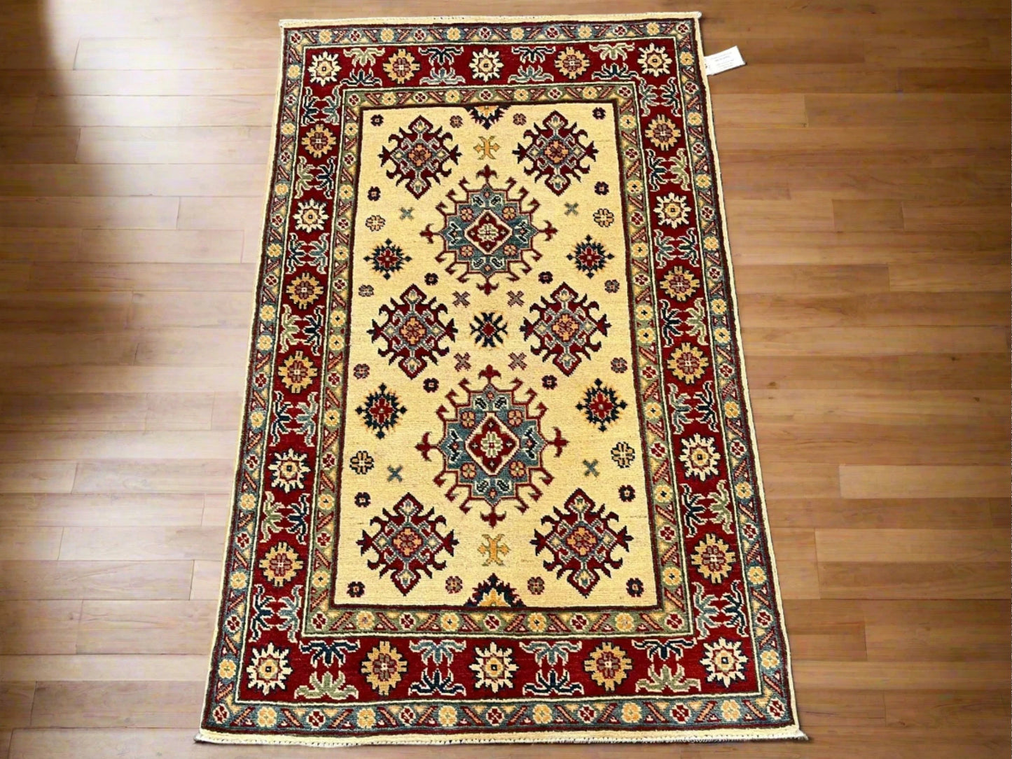 Kazak Beige 3X5 Handmade Wool Rug # 12540