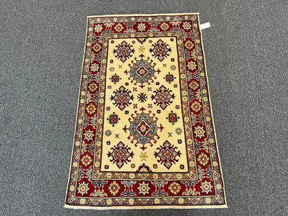 Kazak Beige 3X5 Handmade Wool Rug # 12540