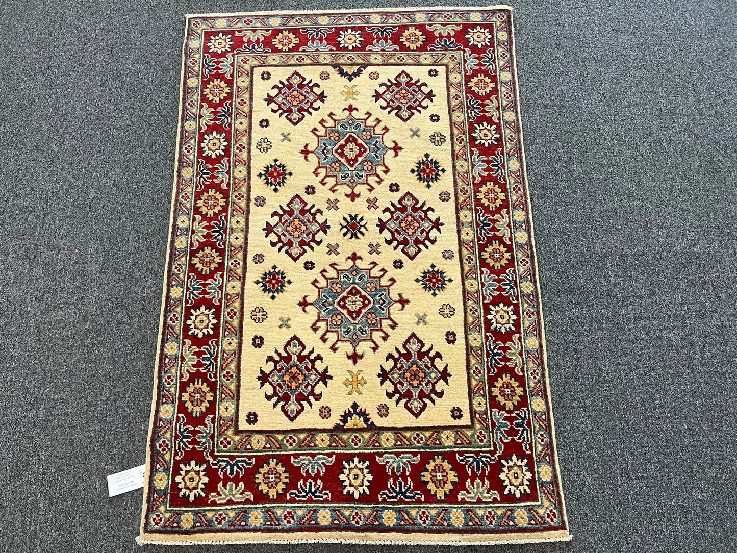 Kazak Beige 3X5 Handmade Wool Rug # 12540