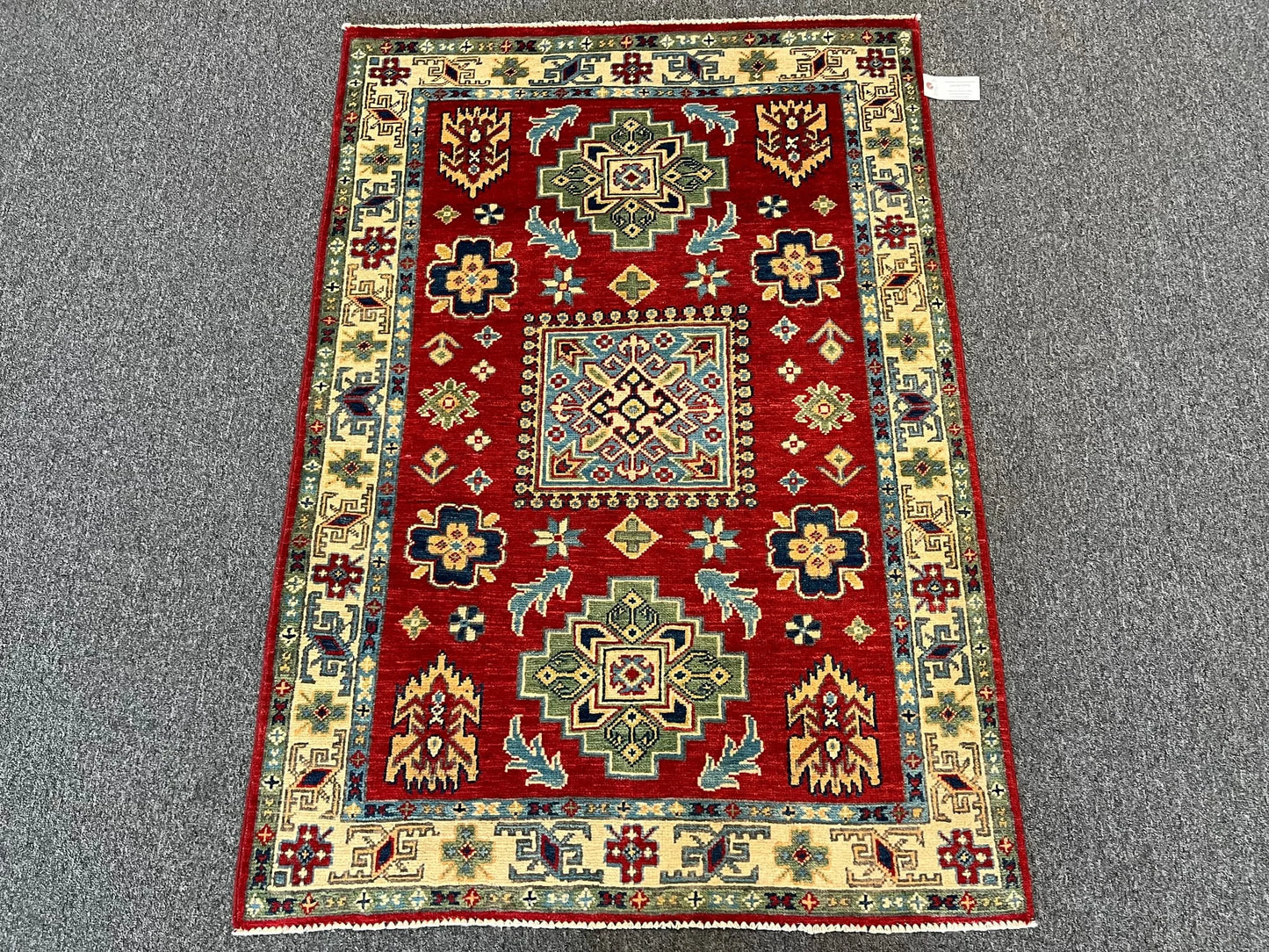 Kazak Red 3X5 Handmade Wool Rug # 12542