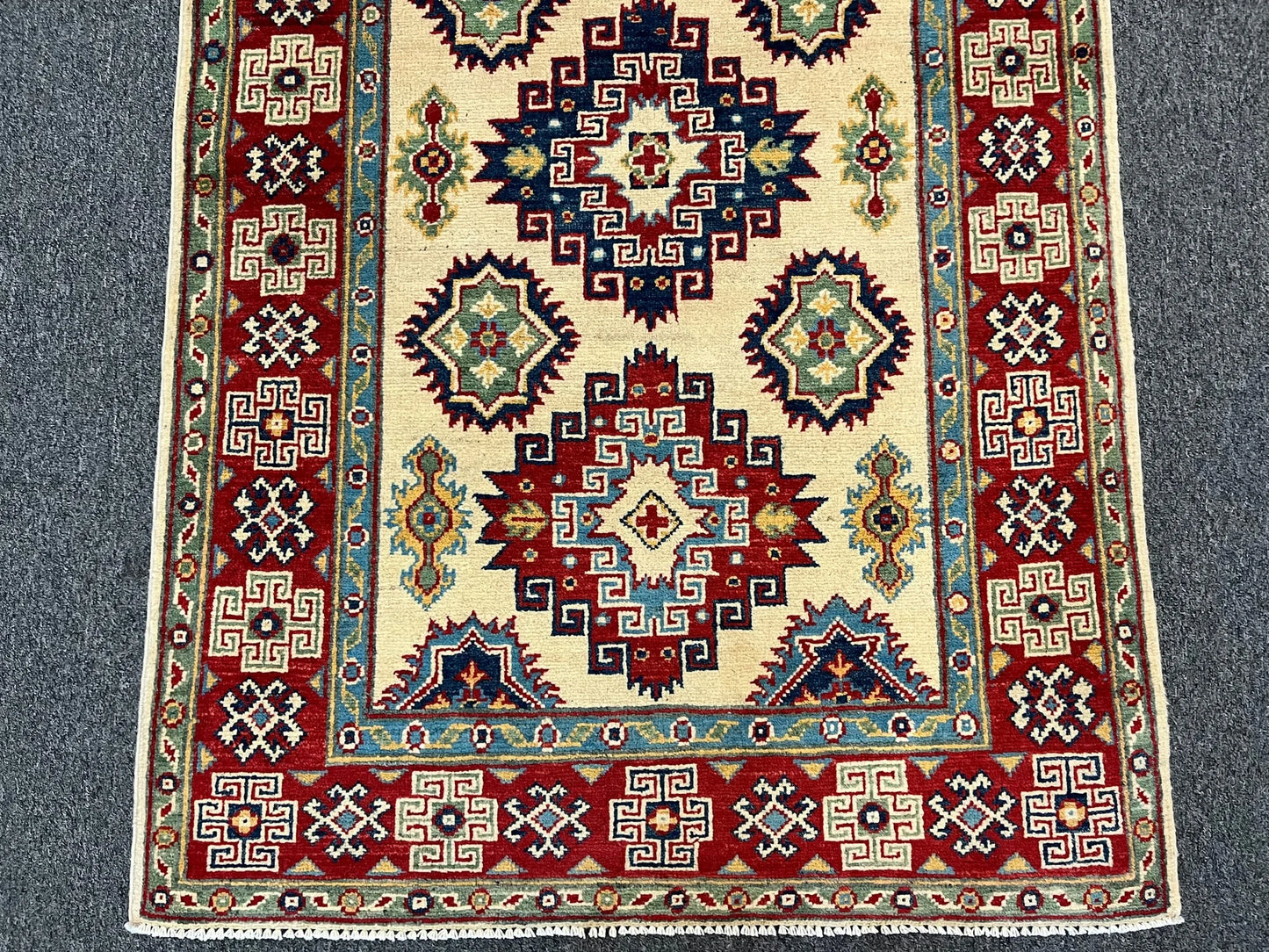 Kazak Beige 3X5 Handmade Wool Rug # 12543