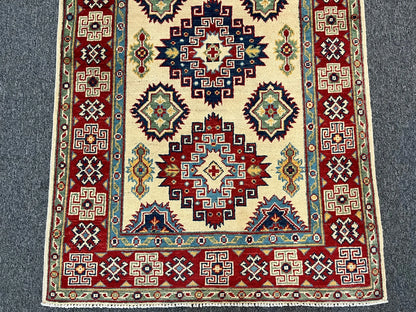 Kazak Beige 3X5 Handmade Wool Rug # 12543