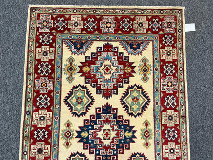 Kazak Beige 3X5 Handmade Wool Rug # 12543