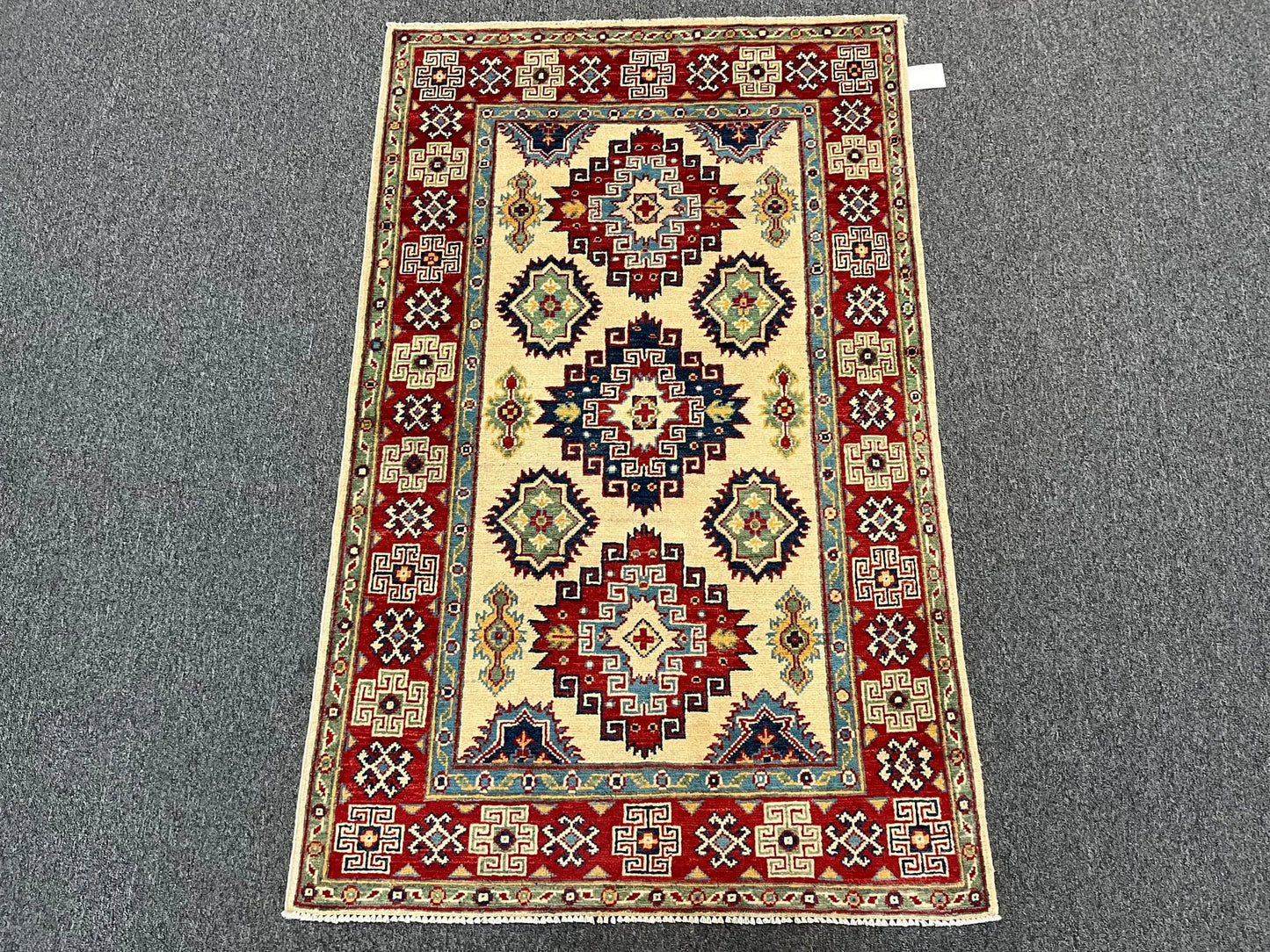 Kazak Beige 3X5 Handmade Wool Rug # 12543