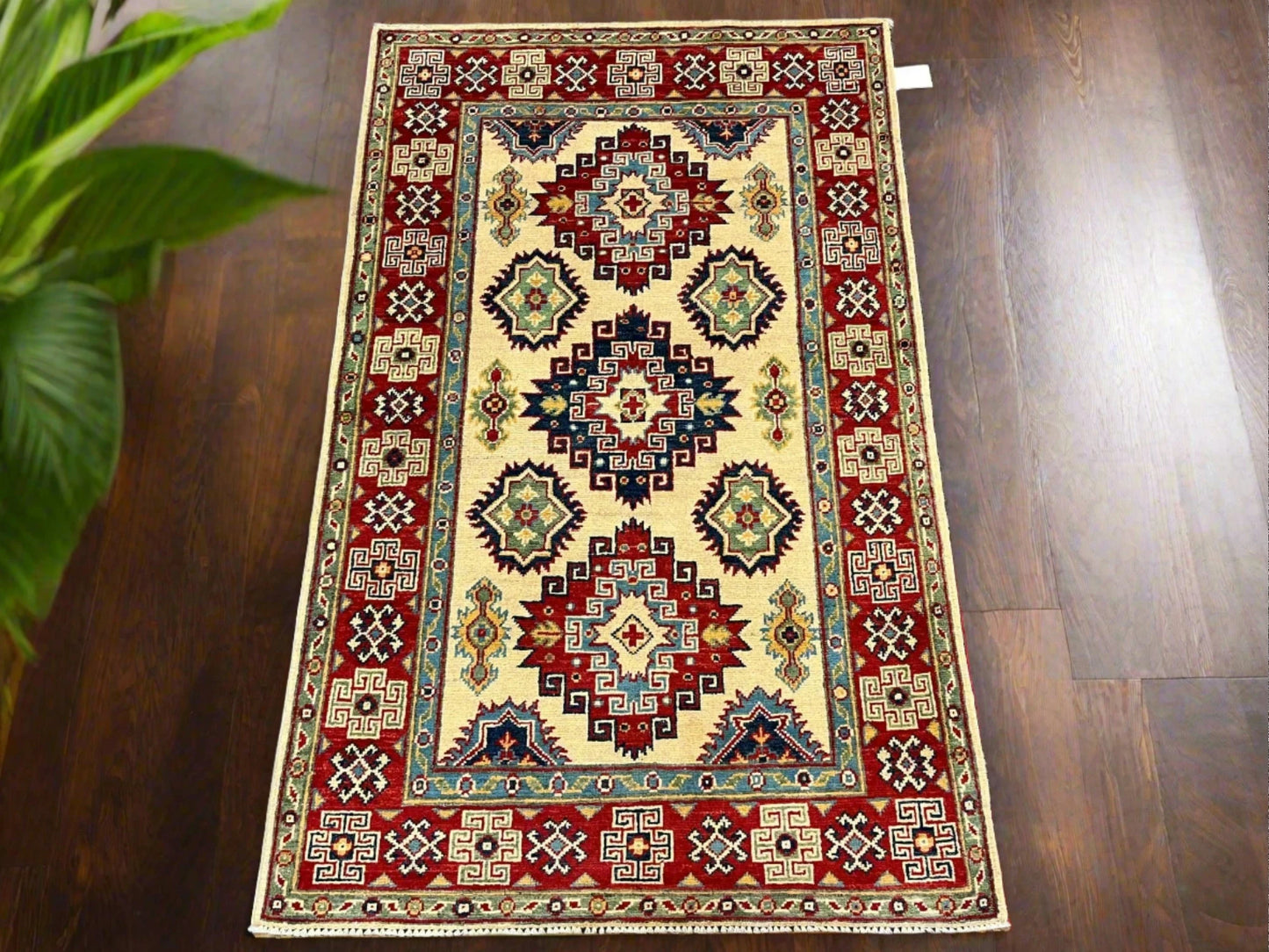 Kazak Beige 3X5 Handmade Wool Rug # 12543