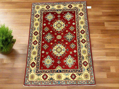 Kazak Red 3X5 Handmade Wool Rug # 12545