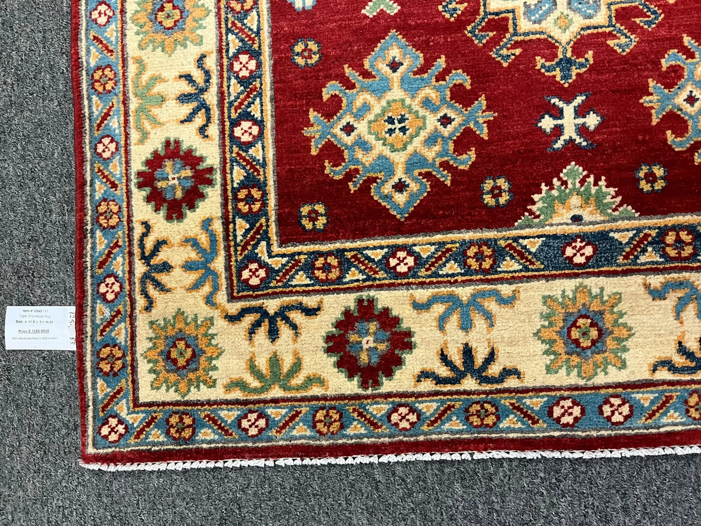 Kazak Red 3X5 Handmade Wool Rug # 12545