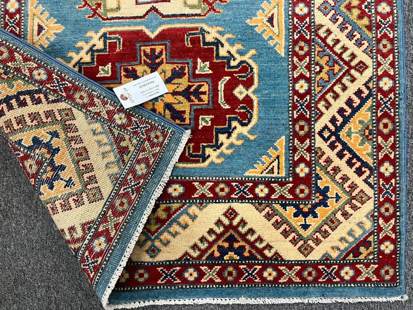 Kazak Blue 3X5 Handmade Wool Rug # 12539