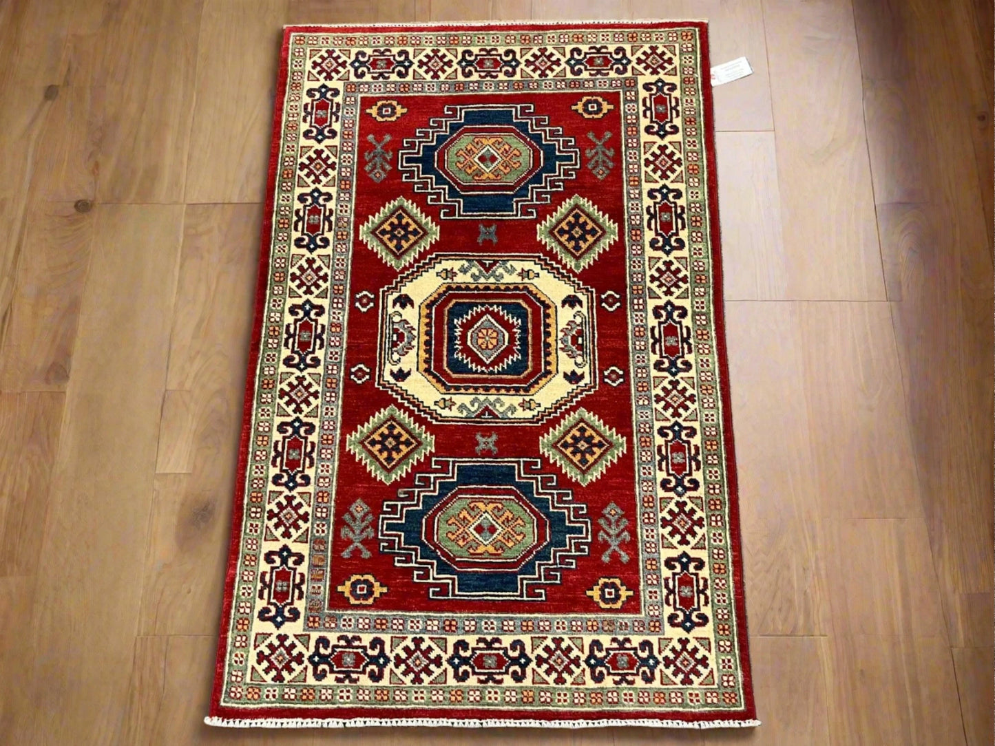 Kazak Red 3X5 Handmade Wool Rug # 12541