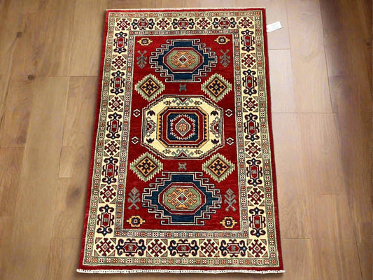 Kazak Red 3X5 Handmade Wool Rug # 12541