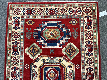 Kazak Red 3X5 Handmade Wool Rug # 12541