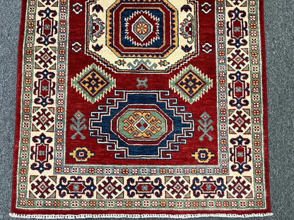 Kazak Red 3X5 Handmade Wool Rug # 12541