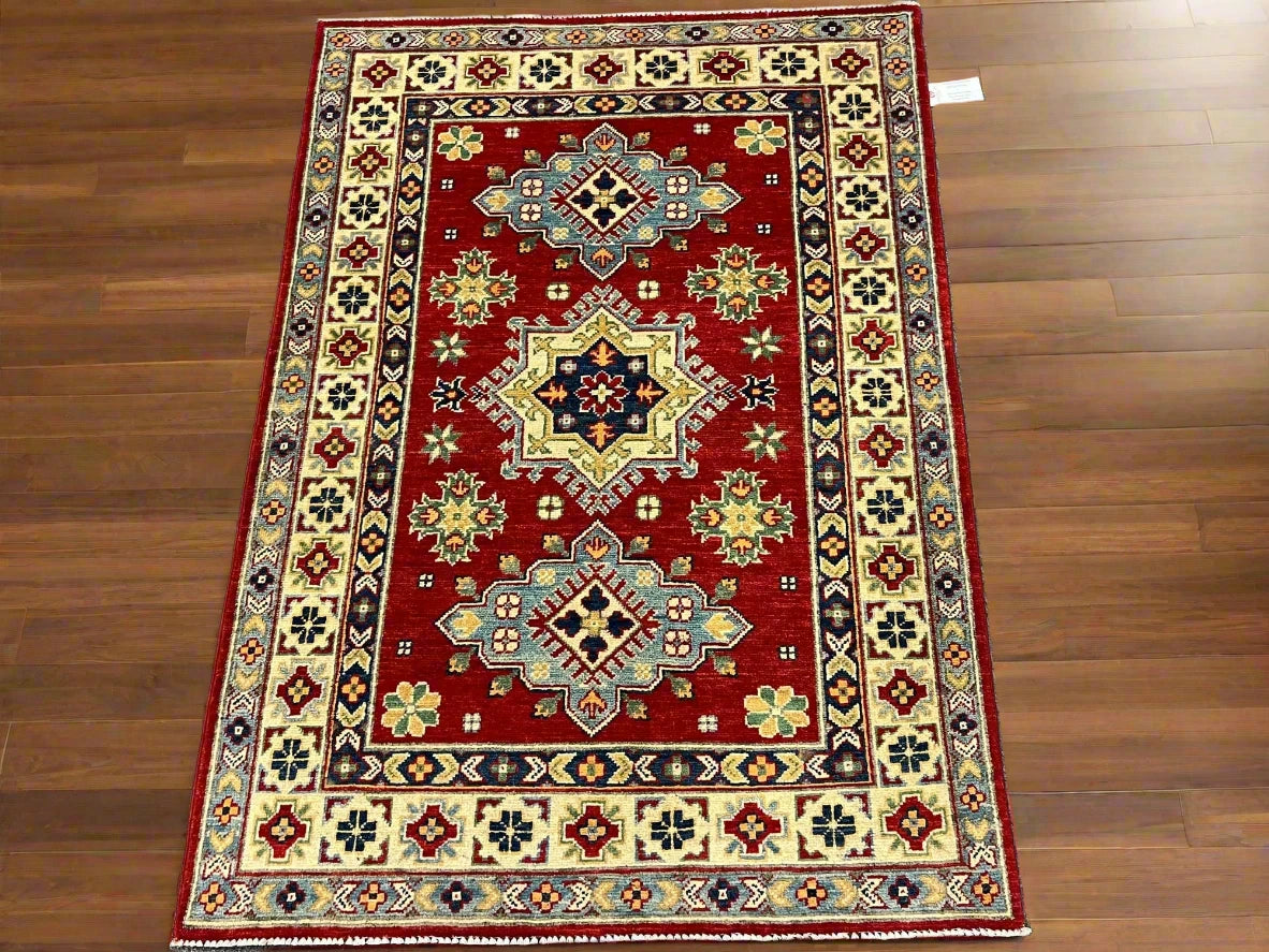 Kazak Red 3X5 Handmade Wool Rug # 12561