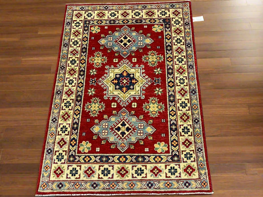 Kazak Red 3X5 Handmade Wool Rug # 12561