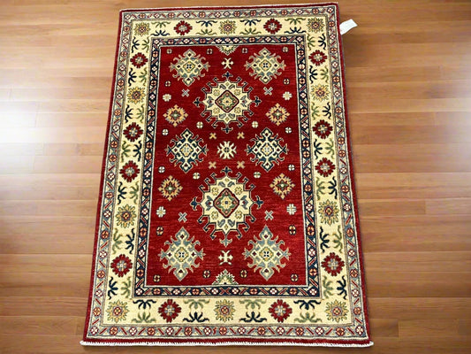 Kazak Red 3X5 Handmade Wool Rug # 12562