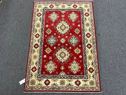 Kazak Red 3X5 Handmade Wool Rug # 12562