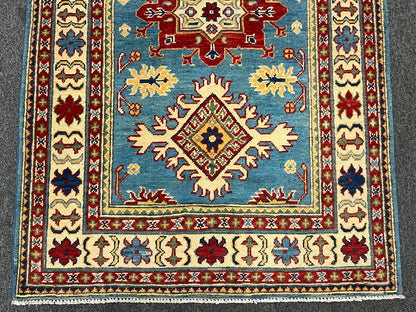 Kazak Light Blue 3X5 Handmade Wool Rug # 12564