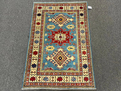 Kazak Light Blue 3X5 Handmade Wool Rug # 12564