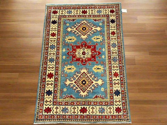 Kazak Light Blue 3X5 Handmade Wool Rug # 12564