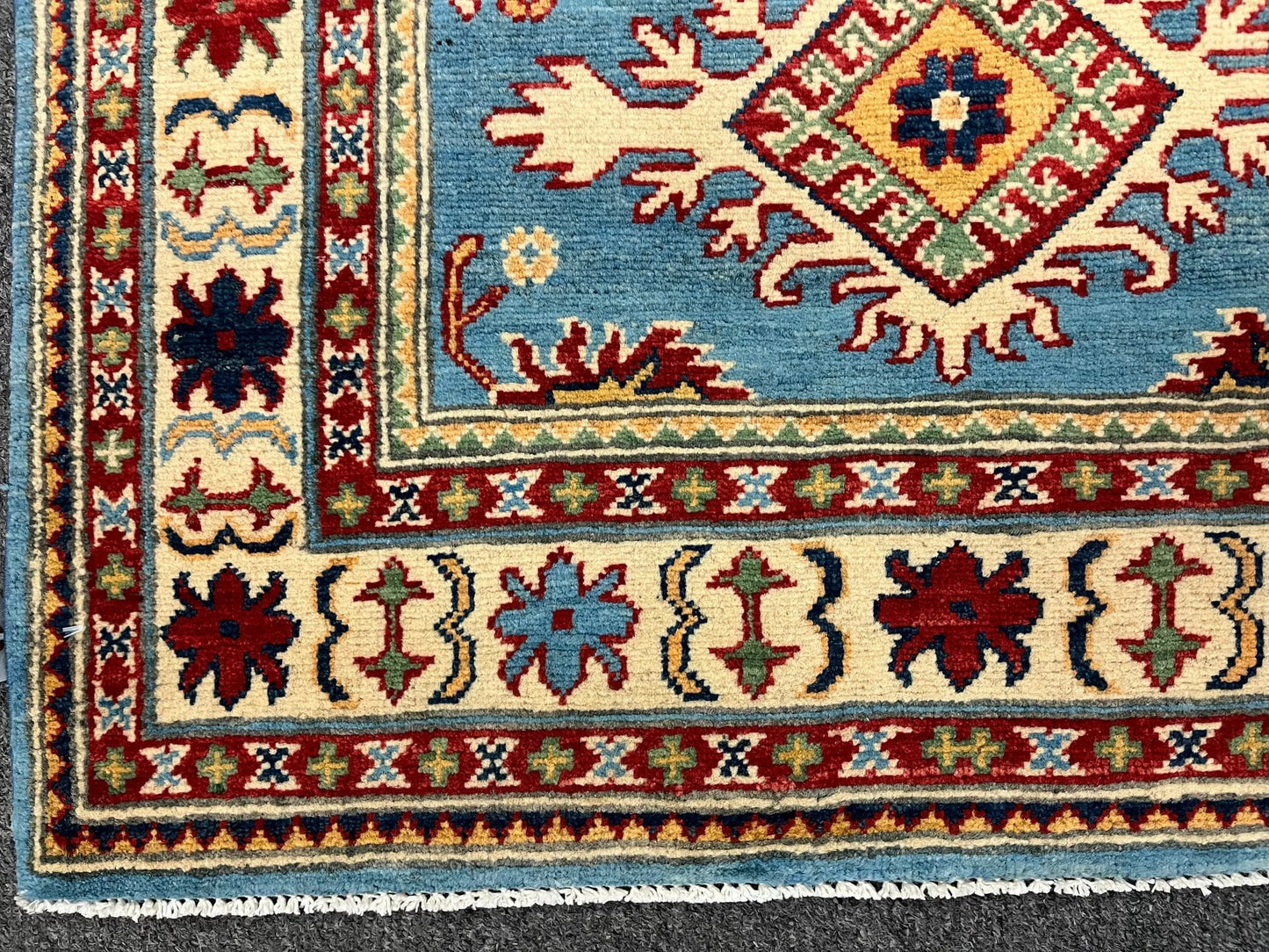 Kazak Light Blue 3X5 Handmade Wool Rug # 12564