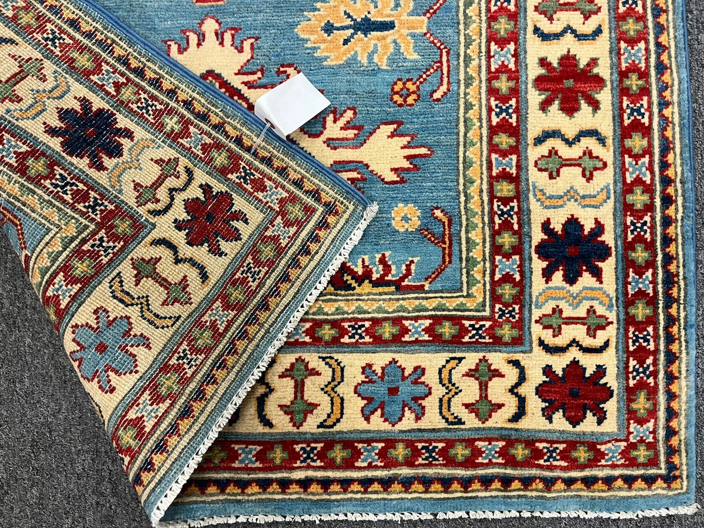 Kazak Light Blue 3X5 Handmade Wool Rug # 12564