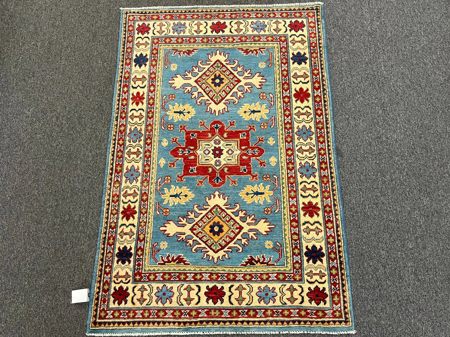 Kazak Light Blue 3X5 Handmade Wool Rug # 12564