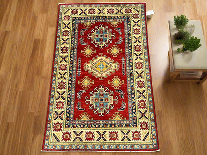 Kazak Red 3X5 Handmade Wool Rug # 12565