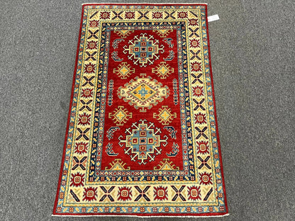 Kazak Red 3X5 Handmade Wool Rug # 12565