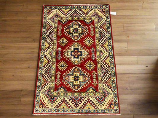 Kazak Red 3X5 Handmade Wool Rug # 12567