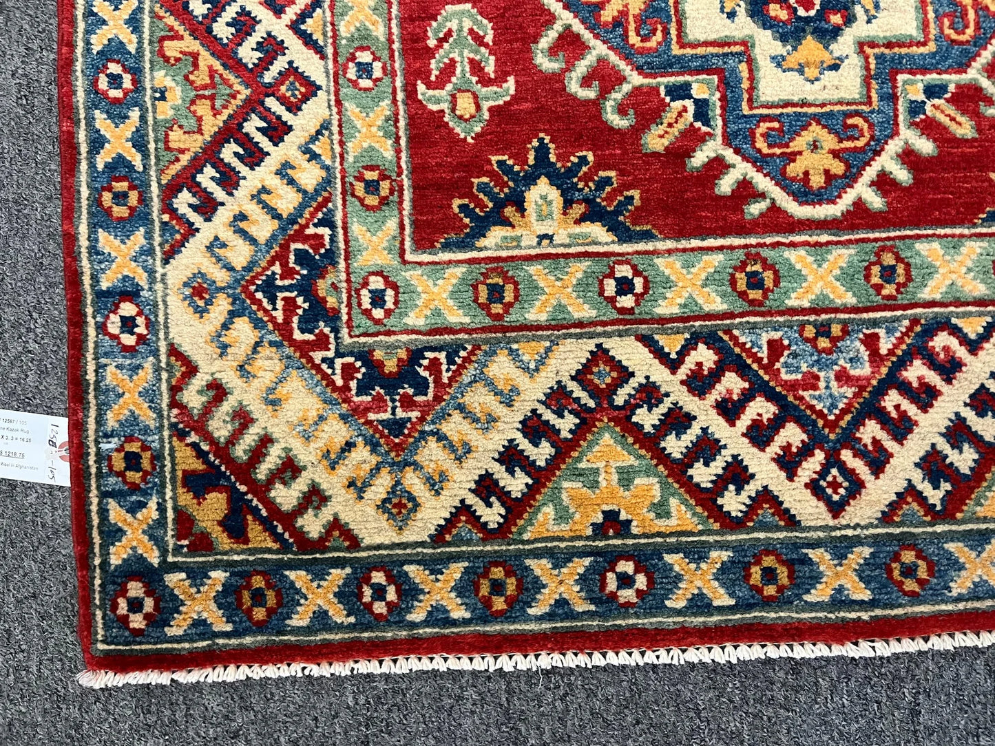 Kazak Red 3X5 Handmade Wool Rug # 12567