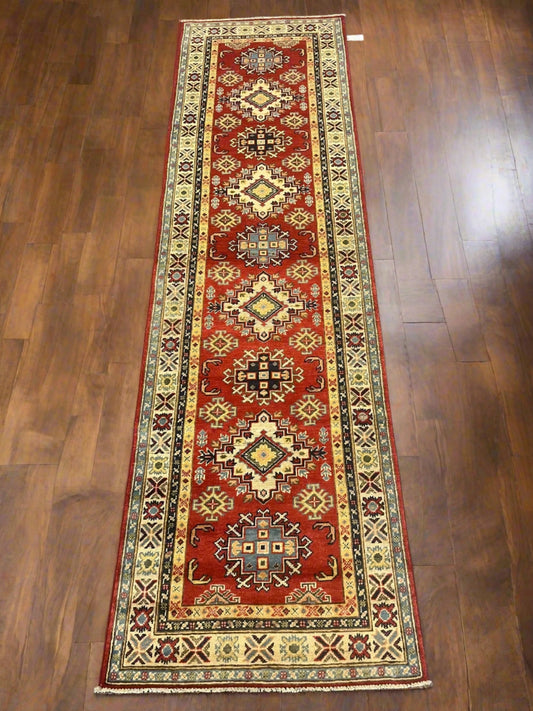 Kazak 2' 9"X10 Handmade Wool Runner Rug # 12504