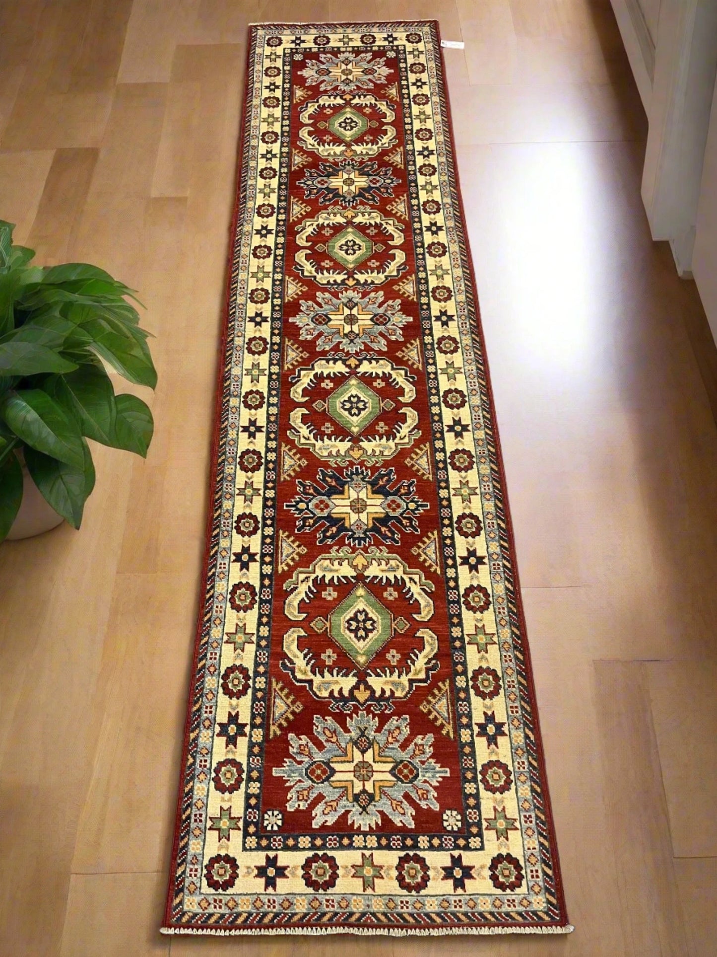 Kazak 2' 7"X10 Handmade Wool Runner Rug # 12493