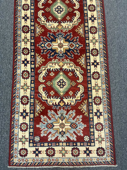 Kazak 2' 7"X10 Handmade Wool Runner Rug # 12493