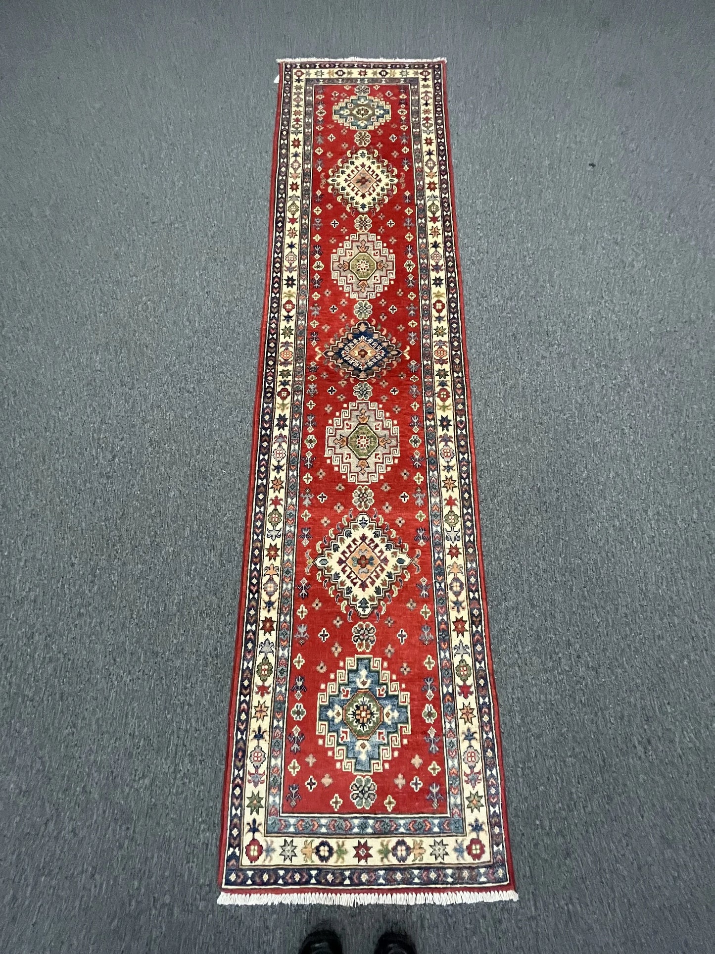 Kazak 2' 5"X10 Handmade Wool Runner Rug # 12656