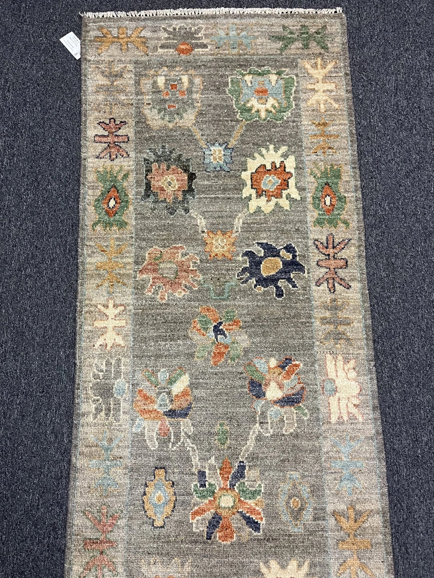 Oushak Soft Gray 2' 9"X9' Handmade Wool Runner Rug # 12958