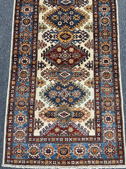 Runner Super Kazak Beige 2' 8"X9' Handmade Wool Rug # 12752