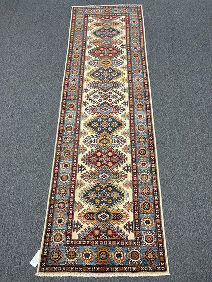 Runner Super Kazak Beige 2' 8"X9' Handmade Wool Rug # 12752