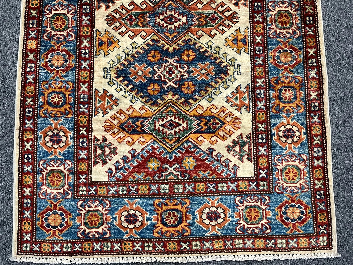 Runner Super Kazak Beige 2' 8"X9' Handmade Wool Rug # 12752