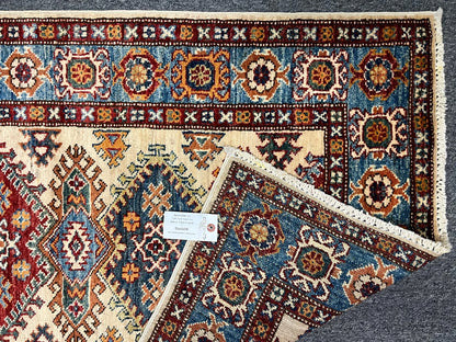 Runner Super Kazak Beige 2' 8"X9' Handmade Wool Rug # 12752