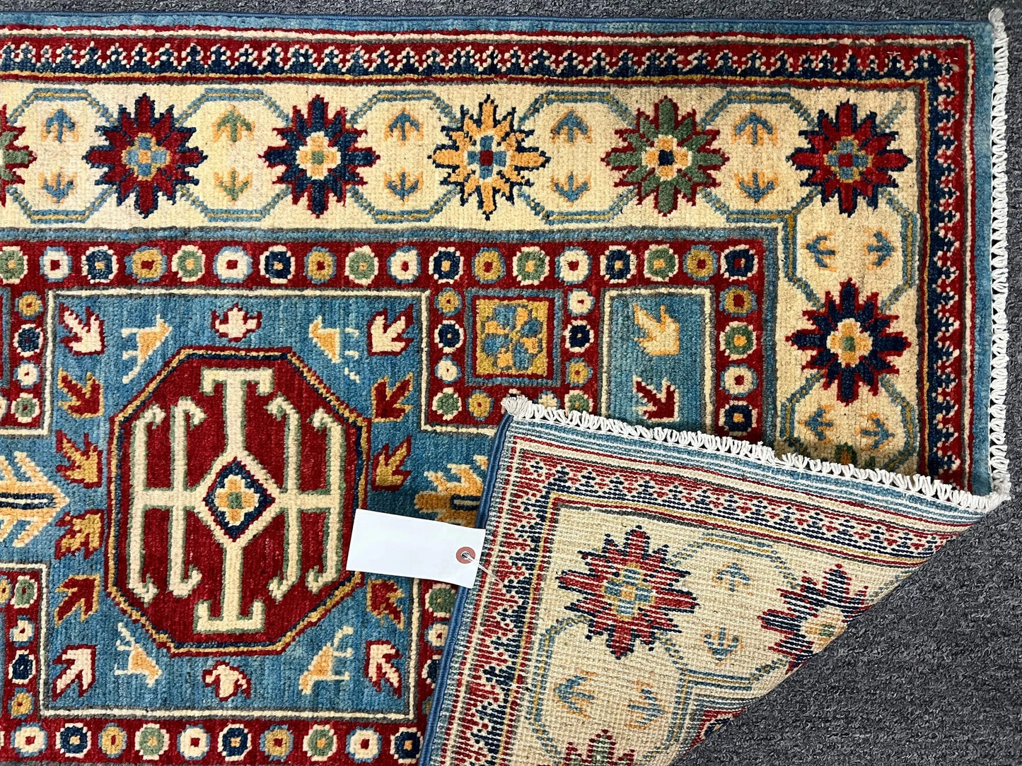 Kazak Light Blue 2' 7"X10 Handmade Wool Runner Rug # 12497