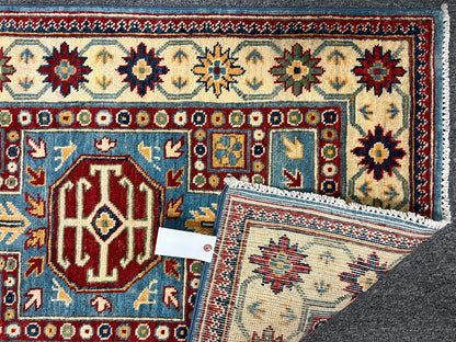 Kazak Light Blue 2' 7"X10 Handmade Wool Runner Rug # 12497