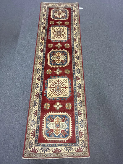 Kazak 2' 9"X10'Handmade Wool Runner Rug # 9913