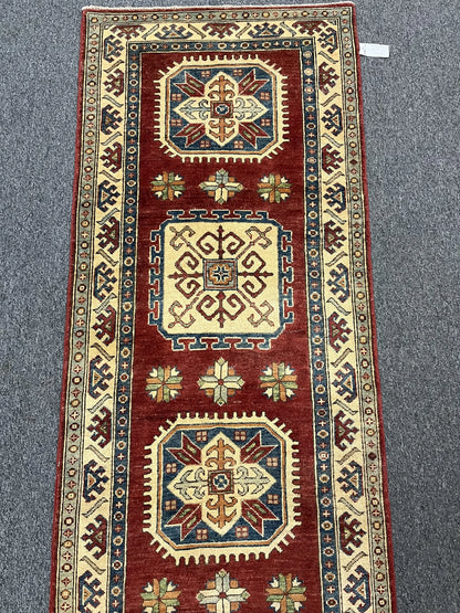 Kazak 2' 9"X10'Handmade Wool Runner Rug # 9913