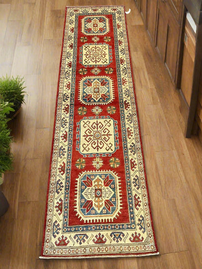 Kazak Tribal 2' 7"X10' Handmade Wool Runner Rug # 10033